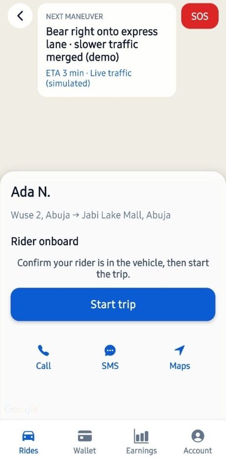 Confirm rider onboard and start the ZIPP trip