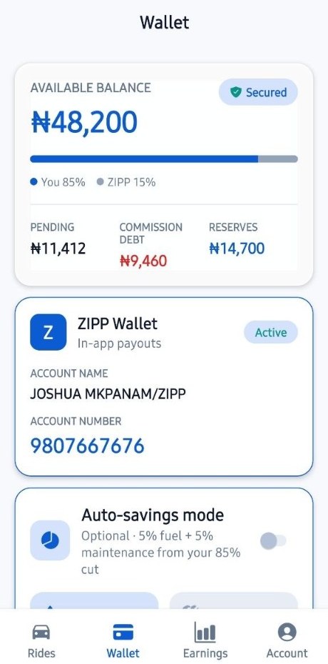 Available wallet balance, pending, and reserves