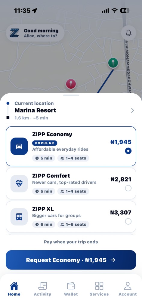 ZIPP ride options