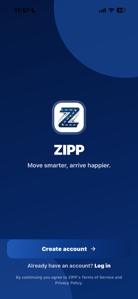 Create a ZIPP account or log in